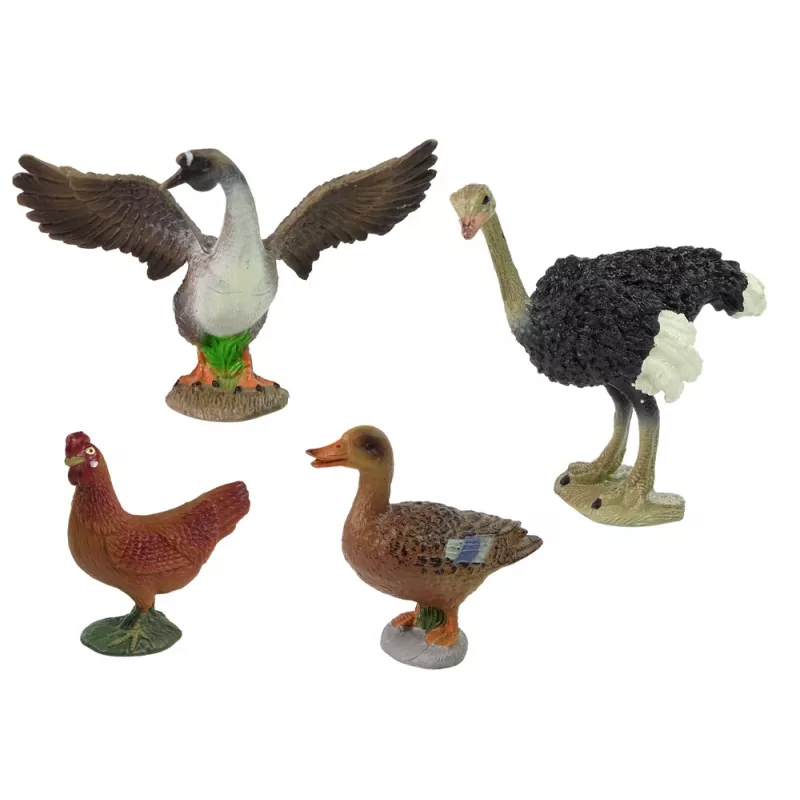 LEAN TOYS Set statuine animali della fattoria contadino uccelli