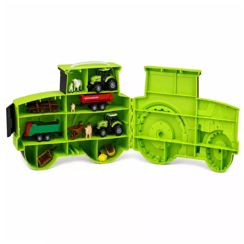 LEAN TOYS Set fattoria con trattore, veicoli agricoli, animali e accessori – set da gioco da 28 pezzi