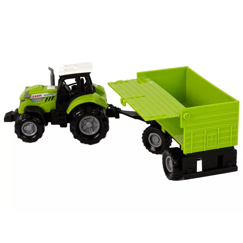 LEAN TOYS Trattore da fattoria con rimorchio luci e suoni verde