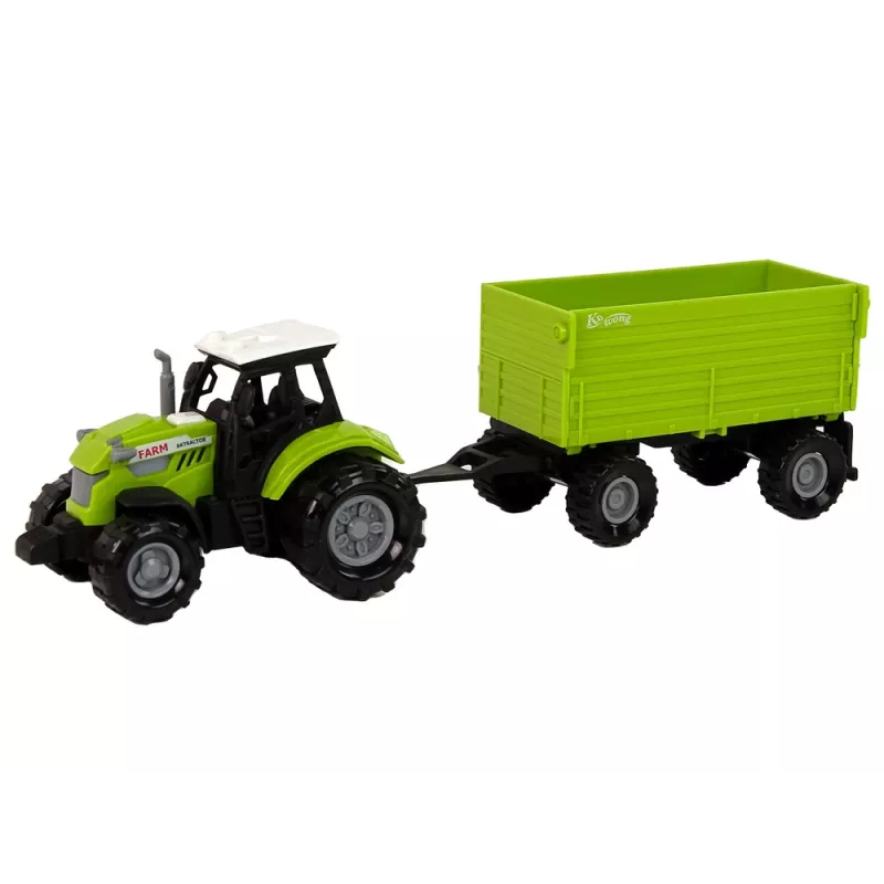 LEAN TOYS Trattore da fattoria con rimorchio luci e suoni verde
