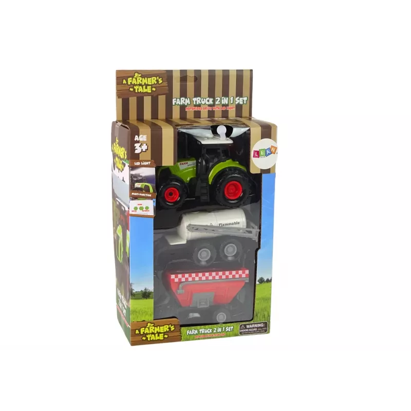 LEAN TOYS Set trattore agricoltore + 2 macchine agricole set camion agricolo