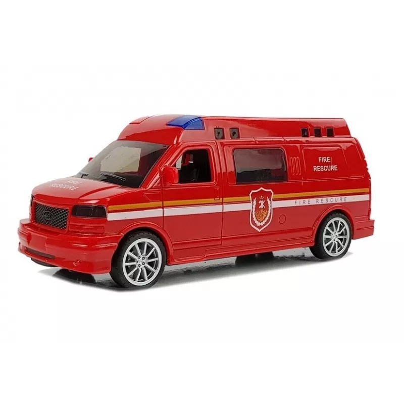 LEAN TOYS Camion dei pompieri con corda a trazione, luce e suono