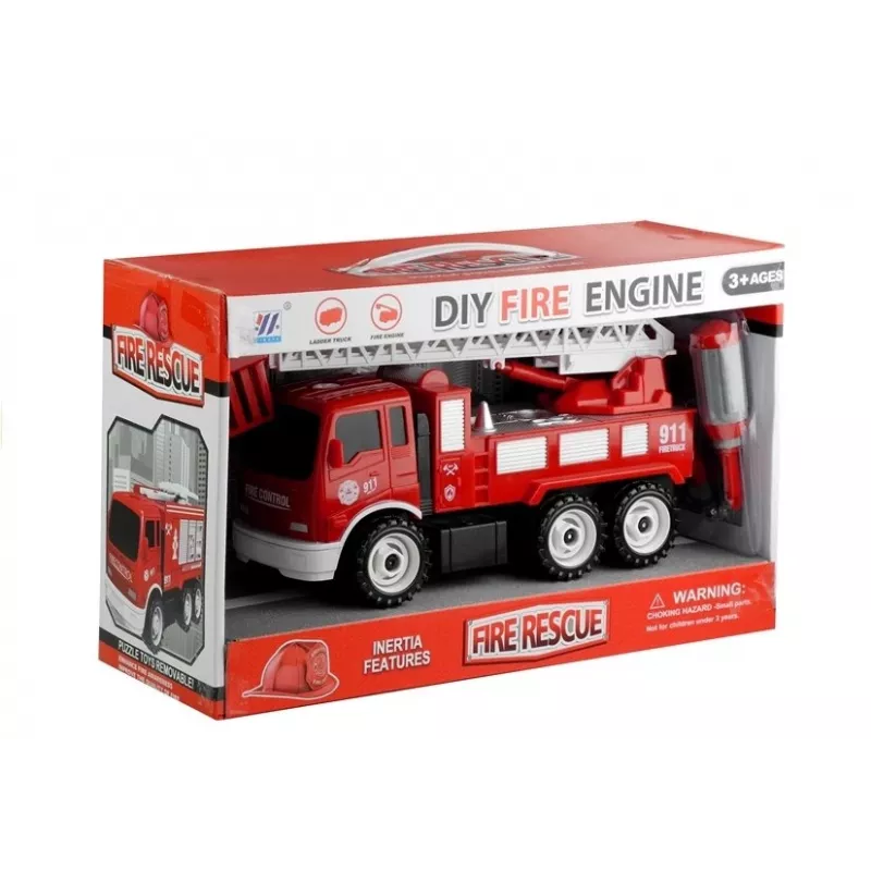 LEAN TOYS camion dei pompieri con scivolo a vite + attrezzi