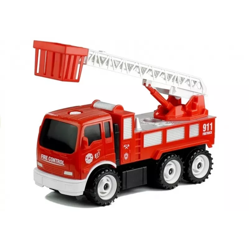 LEAN TOYS camion dei pompieri con scivolo a vite + attrezzi