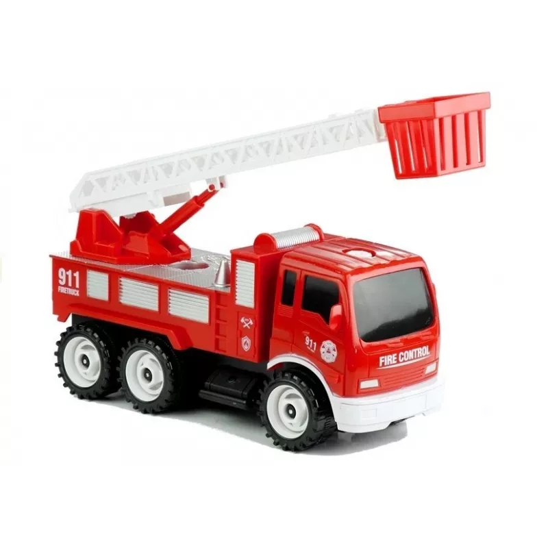 LEAN TOYS camion dei pompieri con scivolo a vite + attrezzi