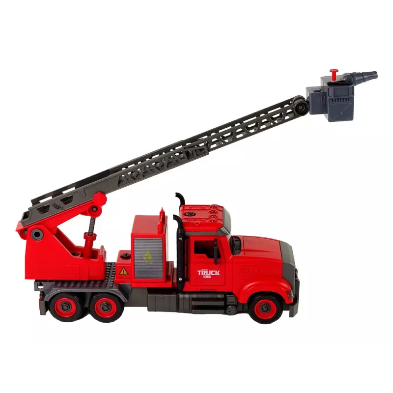 LEAN TOYS Camion dei pompieri con accessori da avvitare rosso