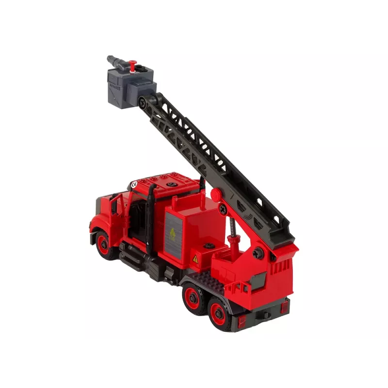 LEAN TOYS Camion dei pompieri con accessori da avvitare rosso