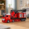 LEAN TOYS Camion dei pompieri con scala estensibile fino a 69 cm, luce, suono e cannone ad acqua