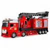 LEAN TOYS Camion dei pompieri con scala estensibile fino a 69 cm, luce, suono e cannone ad acqua