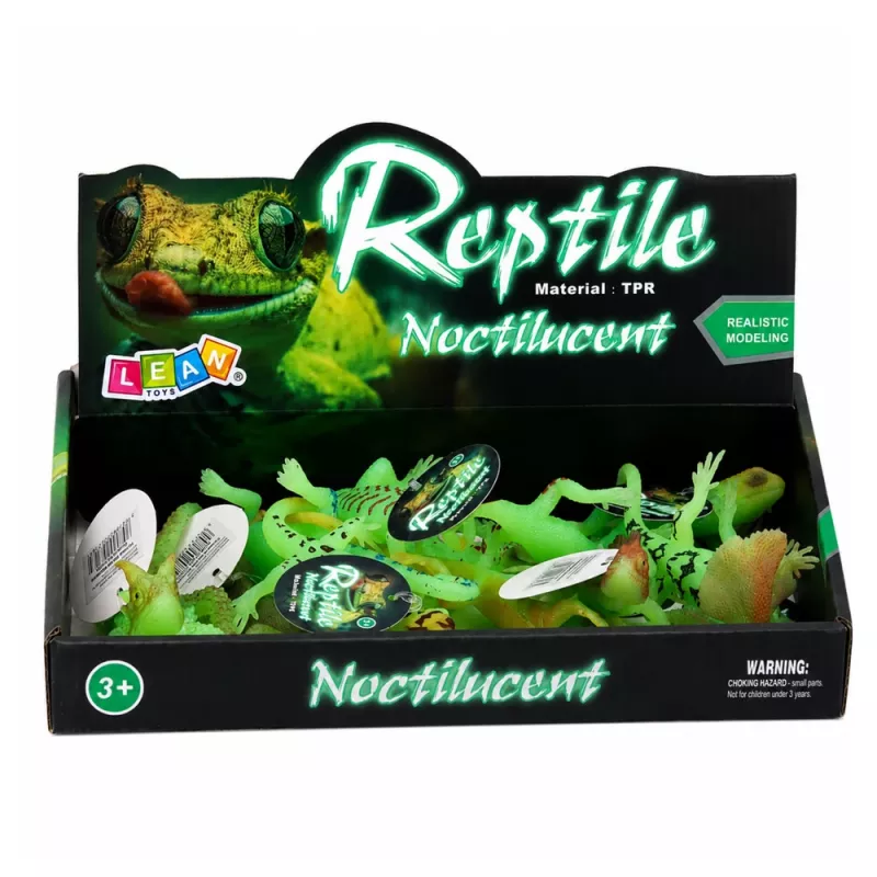 LEAN TOYS lucertola fluorescente verde figura in gomma 15cm
