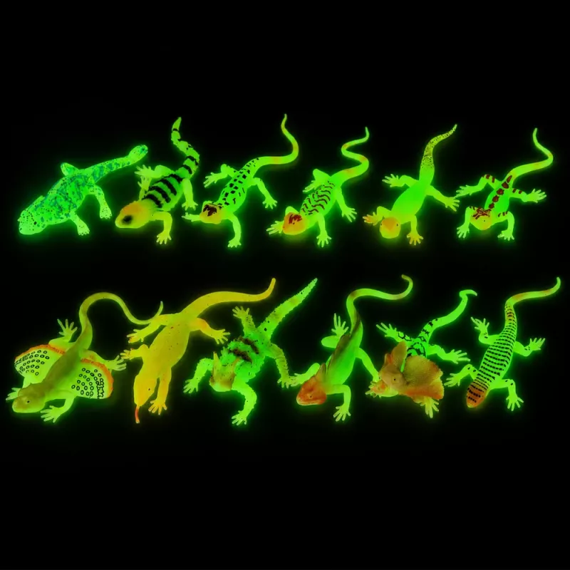 LEAN TOYS lucertola fluorescente verde figura in gomma 15cm