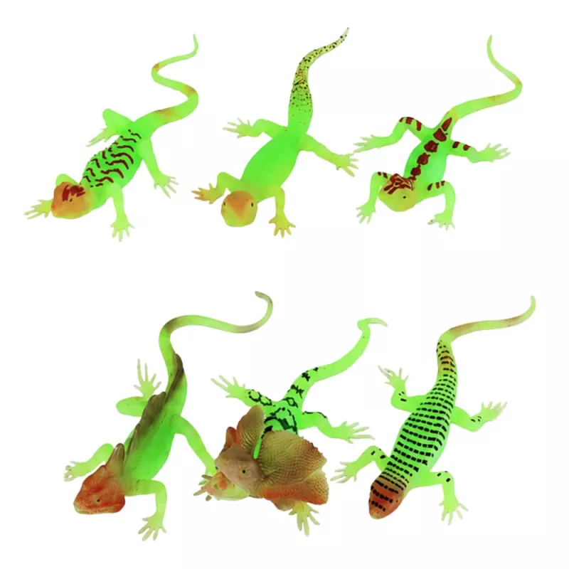 LEAN TOYS lucertola fluorescente verde figura in gomma 15cm