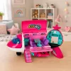 LEAN TOYS Aereo passeggeri per bambole 2 in 1 pieghevole rosa – set casa delle bambole trasformabile per bambole da 30 cm