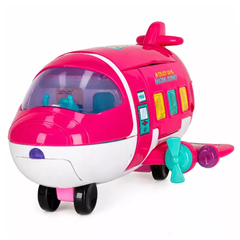 LEAN TOYS Aereo passeggeri per bambole 2 in 1 pieghevole rosa – set casa delle bambole trasformabile per bambole da 30 cm