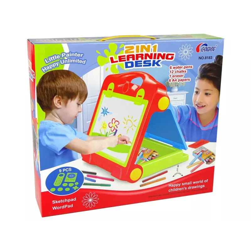 LEAN TOYS Valigetta lavagna pieghevole 2in1 - gesso e pennarello
