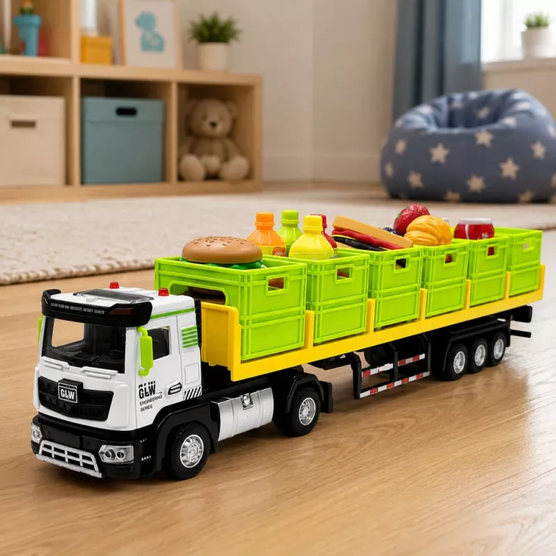 LEAN TOYS camion per trasporto alimenti verde 1:40 modello in pressofusione