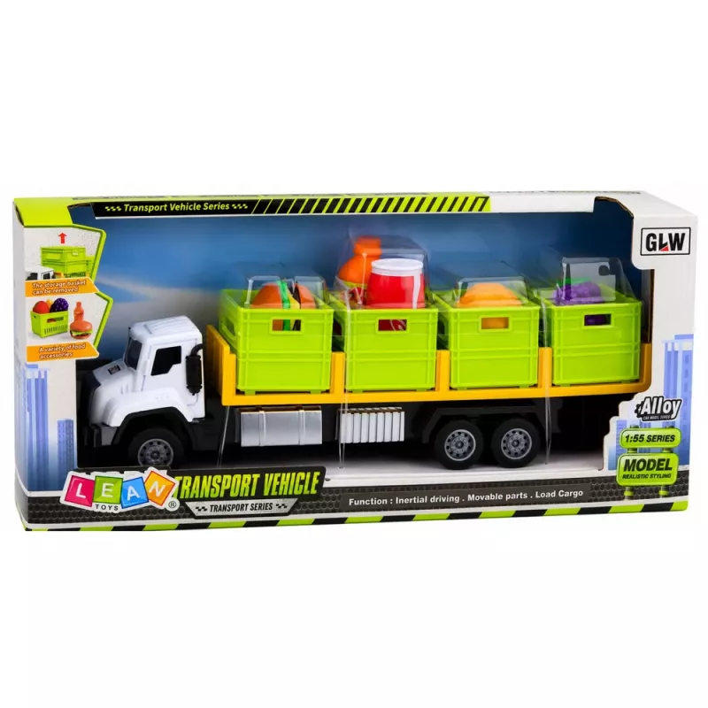LEAN TOYS Camion verde per trasporto alimenti 1:55