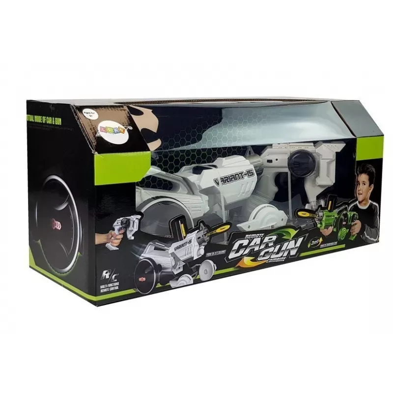 LEAN TOYS Gun Launcher Car 2 in 1 radiocomandata con dischi in schiuma bianco