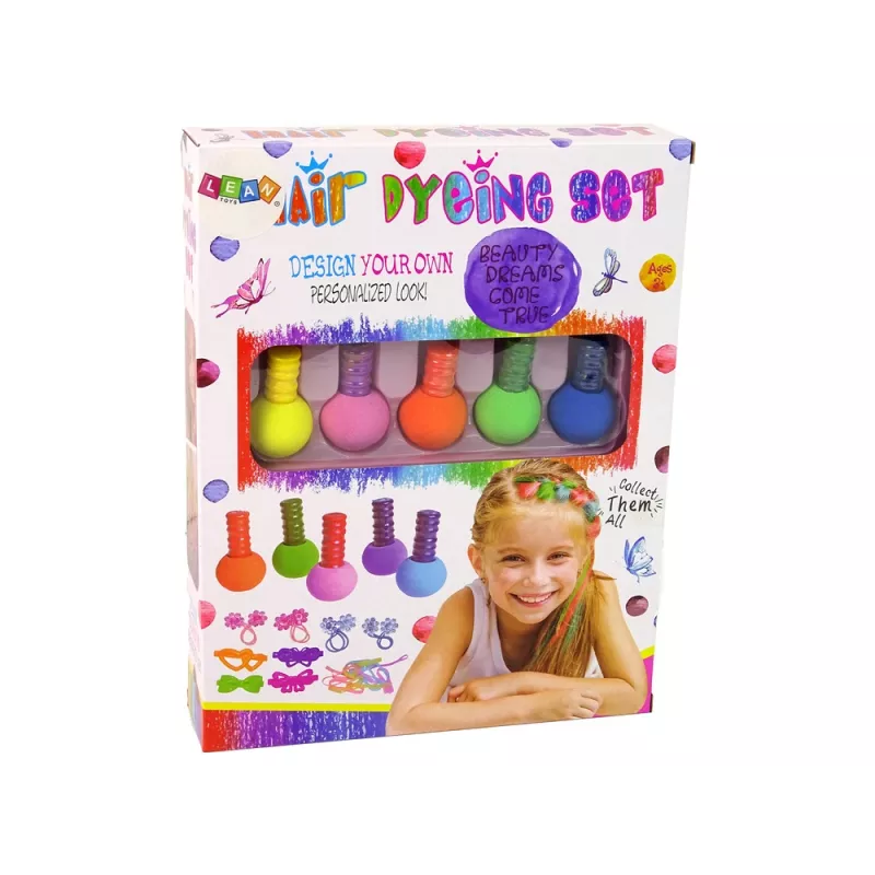 LEAN TOYS Set per colorare i capelli per bambini 5 colori gomma