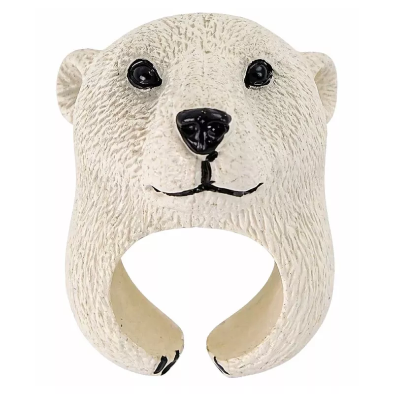 LEAN TOYS Anello da mano Animali educativi Orso Bianco