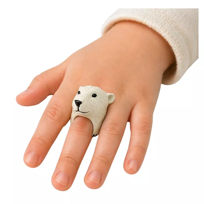 LEAN TOYS Anello da mano Animali educativi Orso Bianco