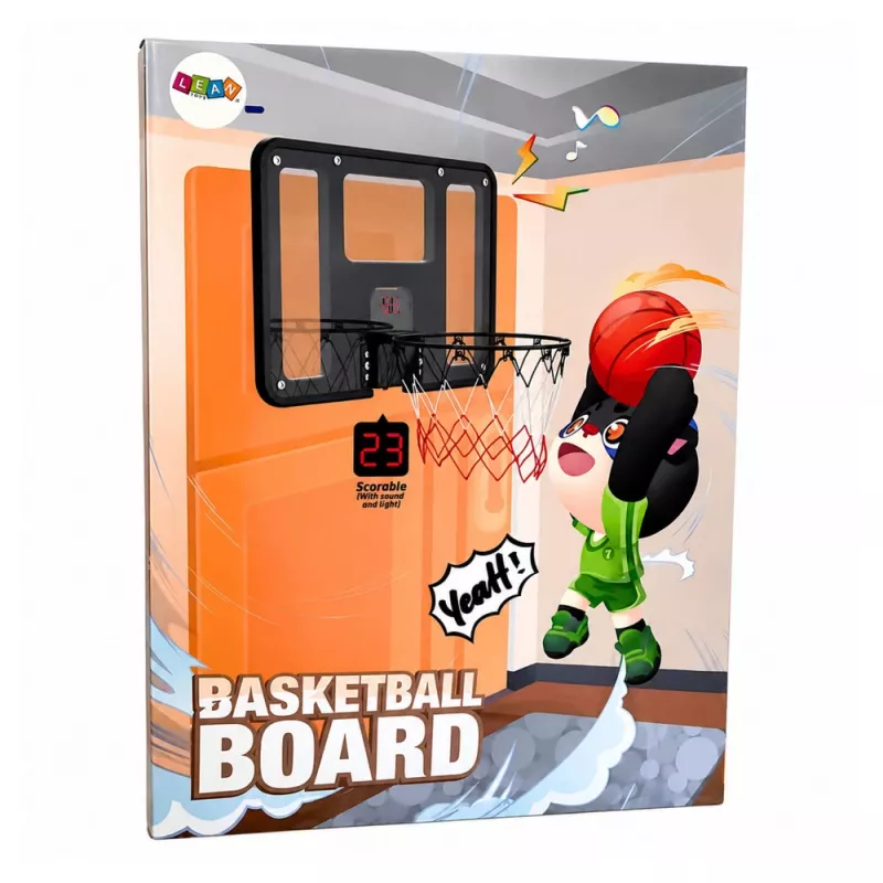 LEAN TOYS Canestro da basket appeso con tabellone, segnapunti, luci e suoni