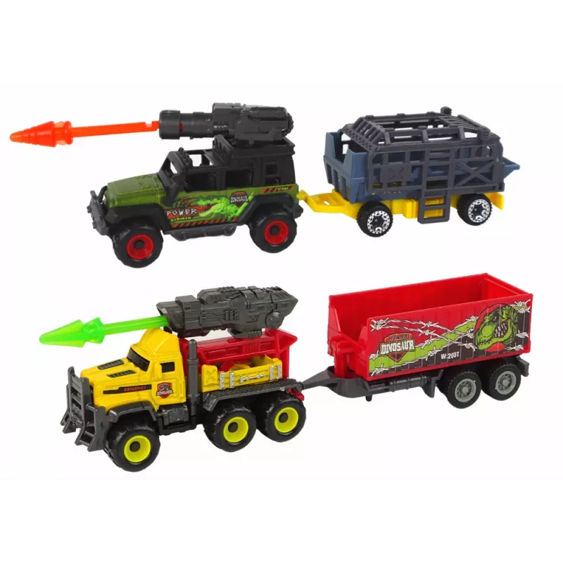 LEAN TOYS Set elicottero dinosauri veicoli 8 pezzi colorati
