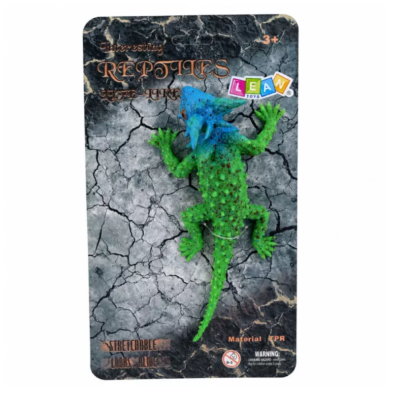 LEAN TOYS Lucertola cornuta Figura in gomma estensibile realistica 20 cm