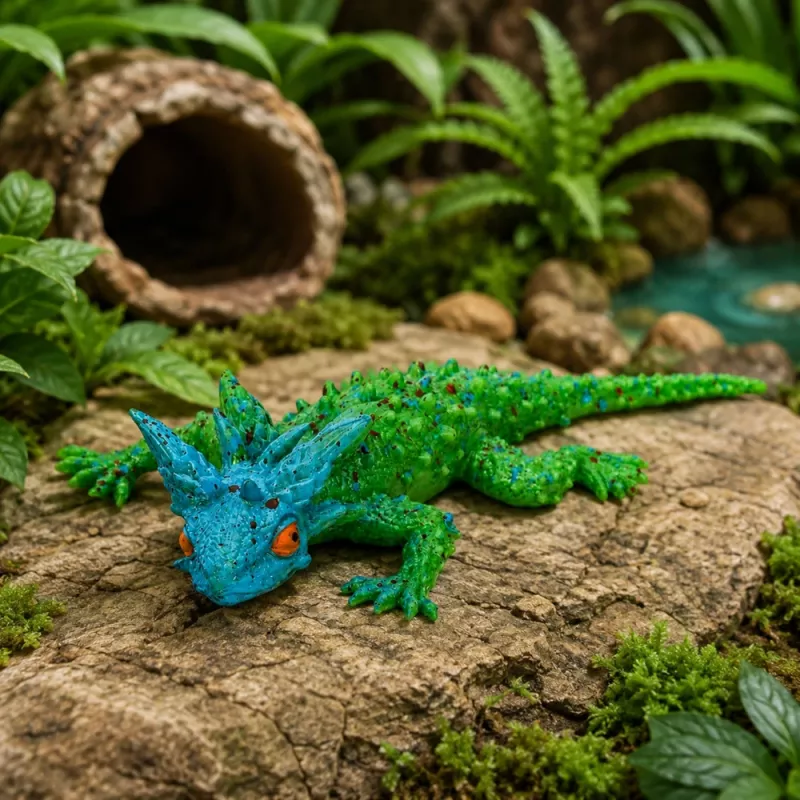 LEAN TOYS Lucertola cornuta Figura in gomma estensibile realistica 20 cm