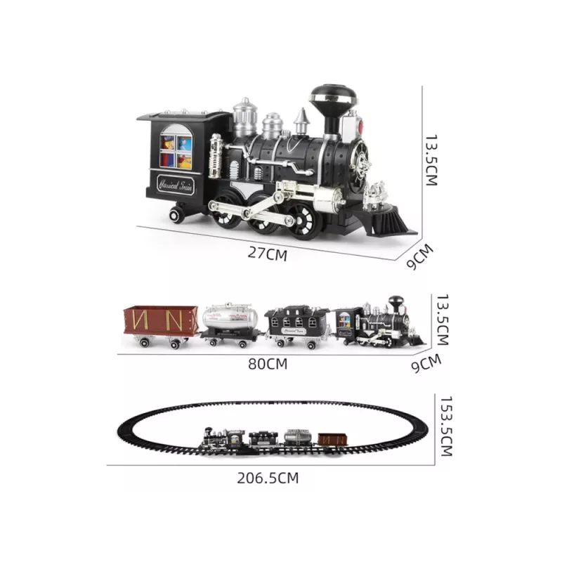 LEAN TOYS Treno gigante con suono, luce e fumo 206,5 cm x 153,5 cm