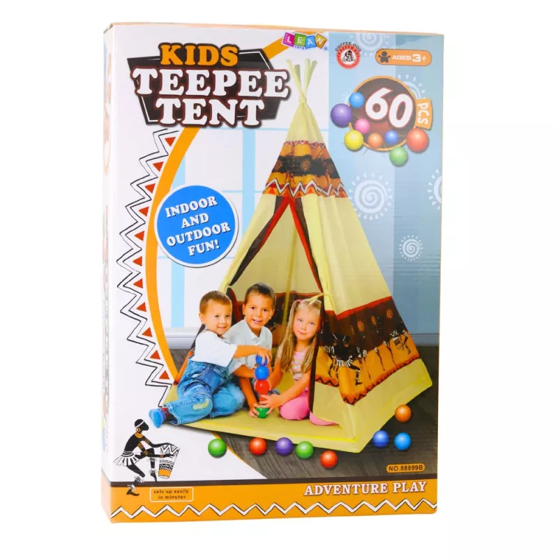 LEAN TOYS tenda tipi indiana base per bambini + 60 palline 155 cm