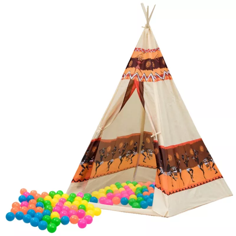 LEAN TOYS tenda tipi indiana base per bambini + 60 palline 155 cm