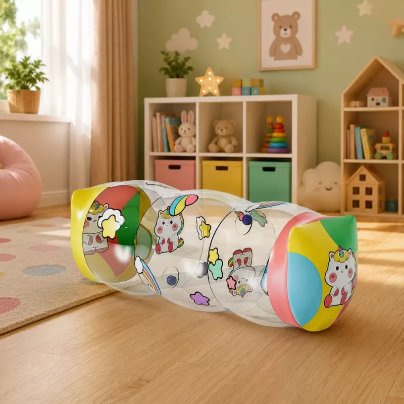 LEAN TOYS rullo strisciante gonfiabile per neonati unicorno 48 x 20 cm