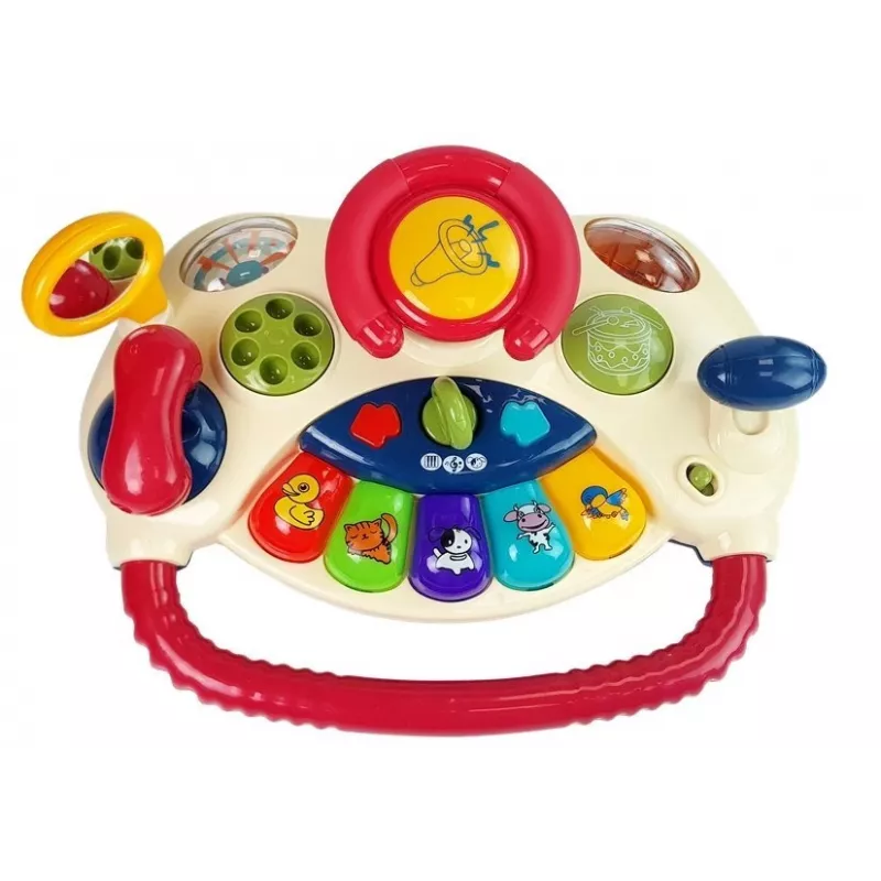 LEAN TOYS Volante interattivo per bambini con pianoforte, versi degli animali e telefono