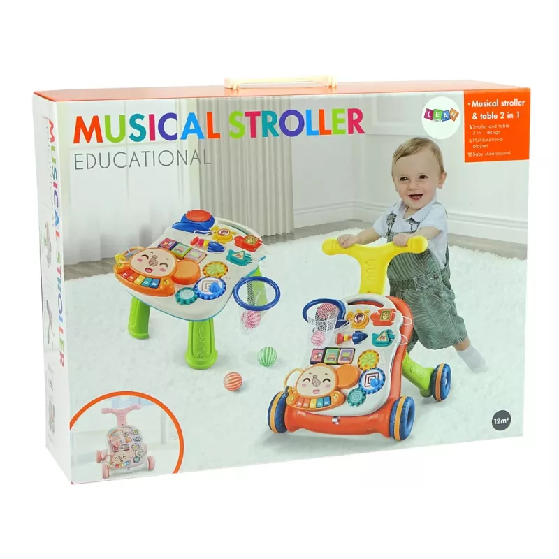 LEAN TOYS Camminatore interattivo per neonati 2-in-1 tavolo rosso