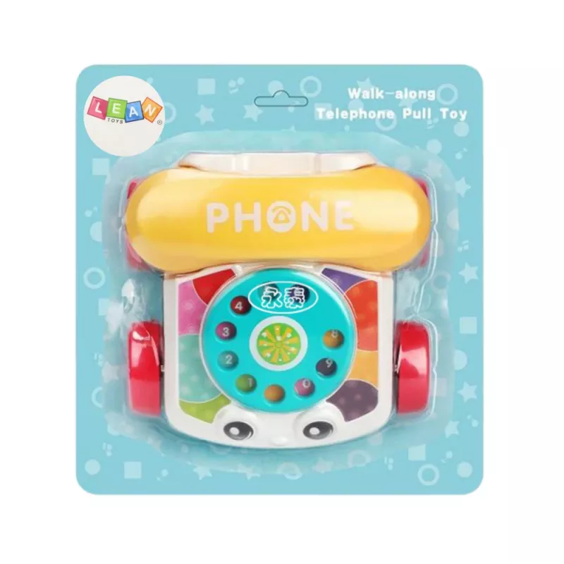 LEAN TOYS Telefono trainabile interattivo colorato con ruote