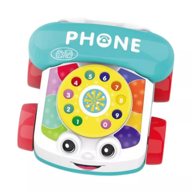 LEAN TOYS Telefono trainabile interattivo colorato con ruote