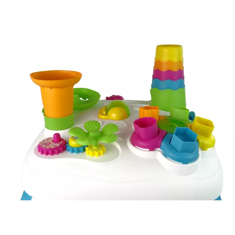 LEAN TOYS Tavolo didattico interattivo con pista a sfere e scivolo blu