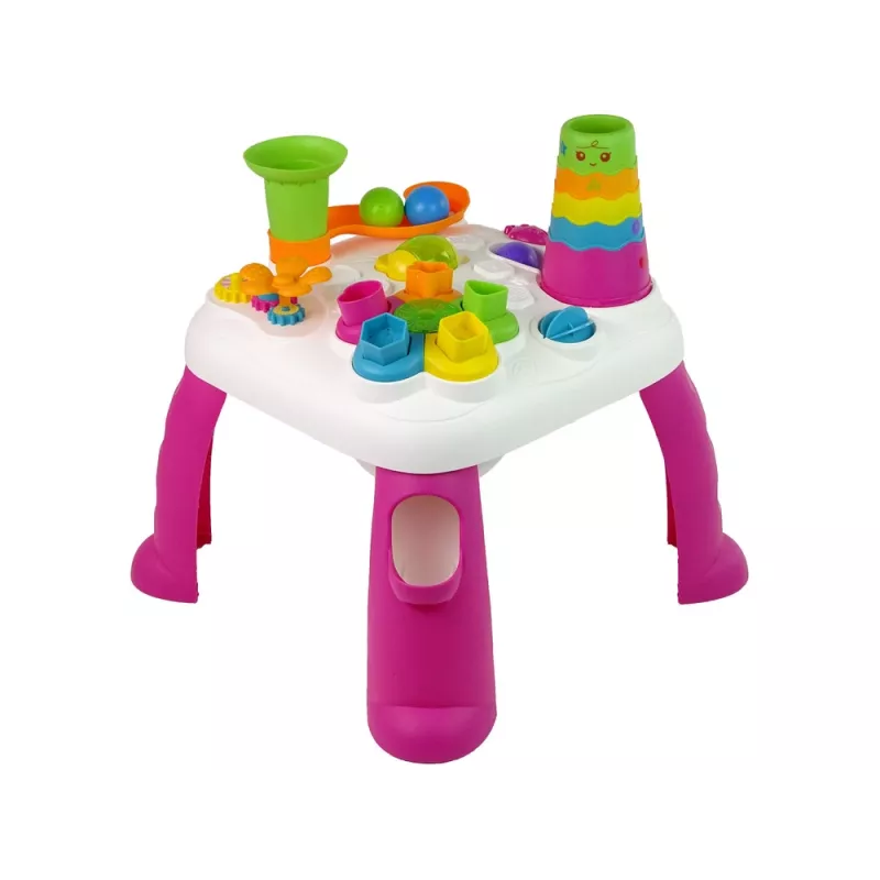 LEAN TOYS Tavolo didattico interattivo con smistamento palline e scivolo rosa