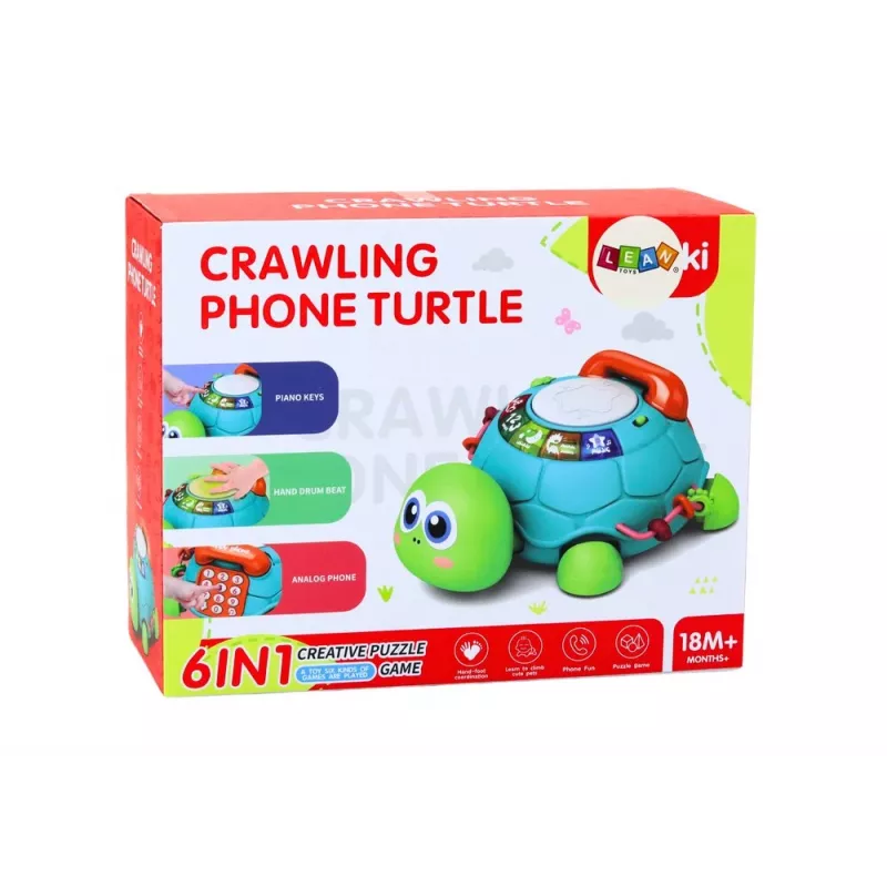 LEAN TOYS Telefono tartaruga interattivo educativo 6in1 luci suoni verde