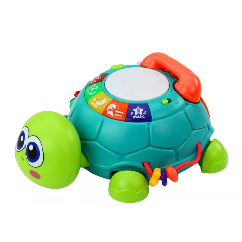 LEAN TOYS Telefono tartaruga interattivo educativo 6in1 luci suoni verde