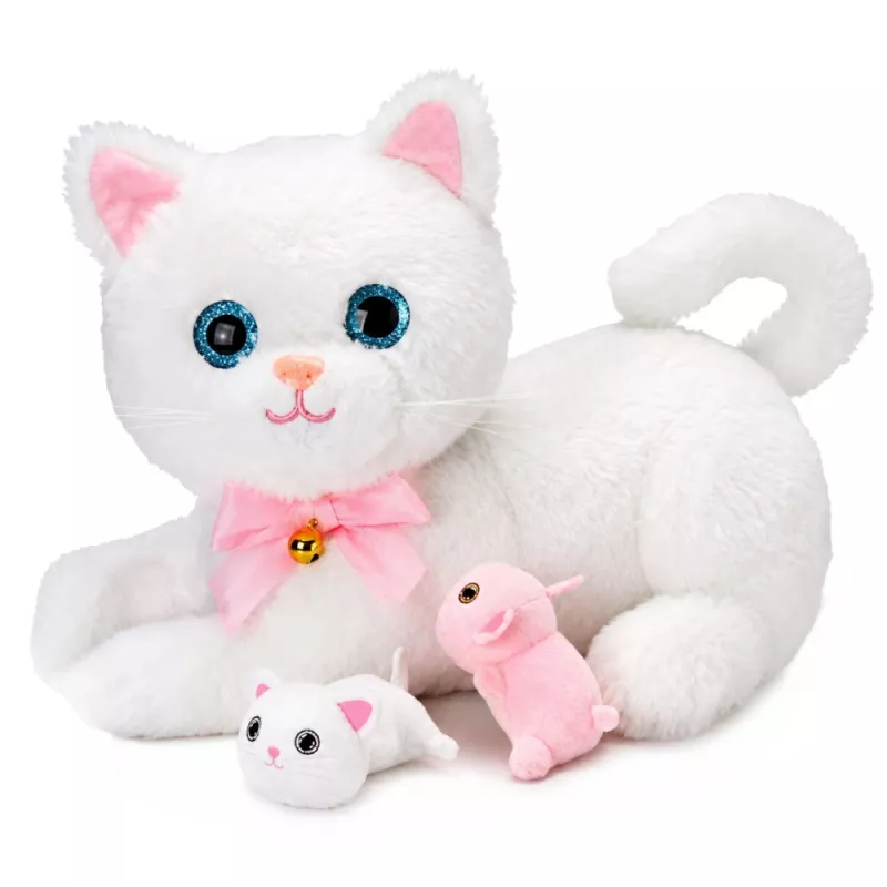 LEAN TOYS gattino interattivo con biberon e piccoli suoni melodie registrazione bianco