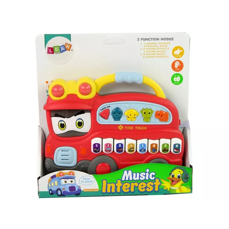 LEAN TOYS Pianoforte interattivo vigili del fuoco suoni animali rumori veicoli melodie