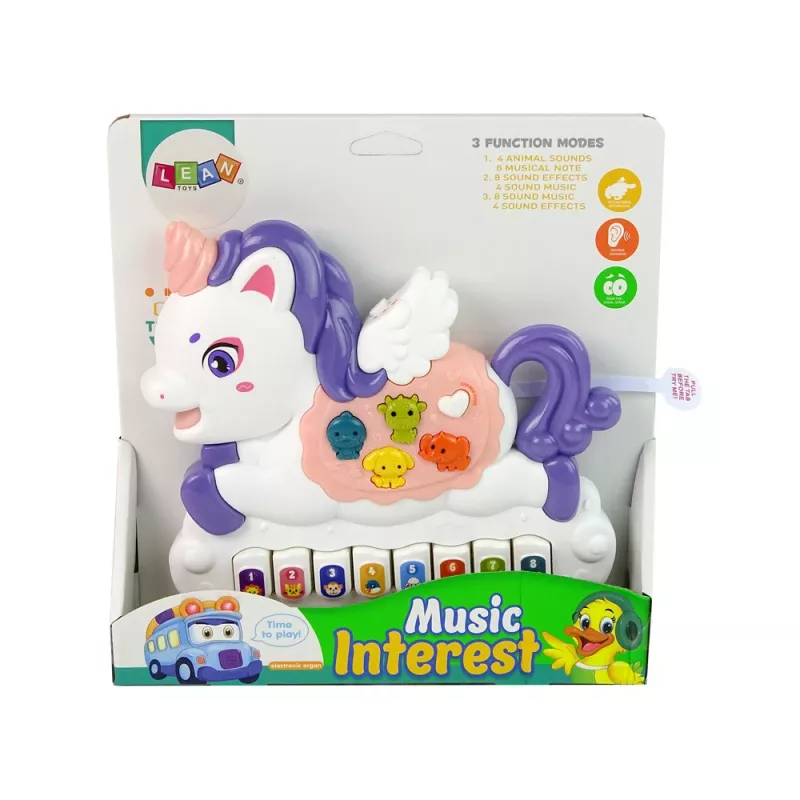LEAN TOYS Pianoforte interattivo unicorno suoni animali melodie bianco