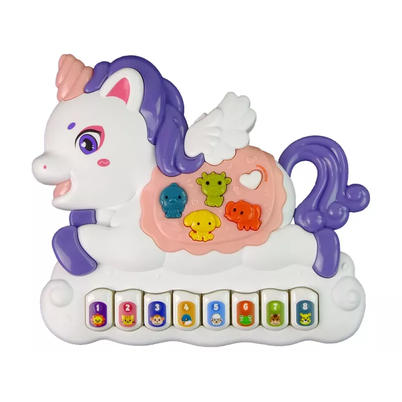 LEAN TOYS Pianoforte interattivo unicorno suoni animali melodie bianco