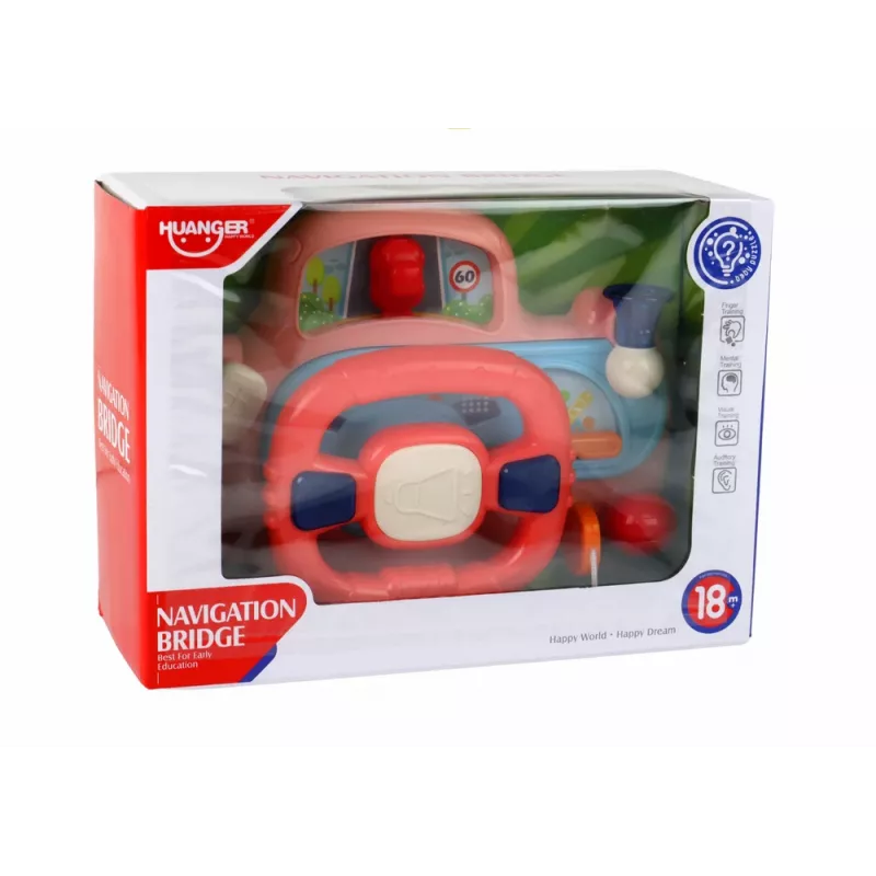 LEAN TOYS Volante rosa interattivo simulatore di guida multifunzionale