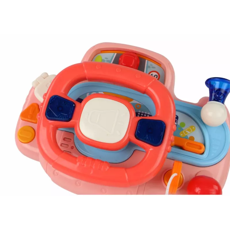 LEAN TOYS Volante rosa interattivo simulatore di guida multifunzionale