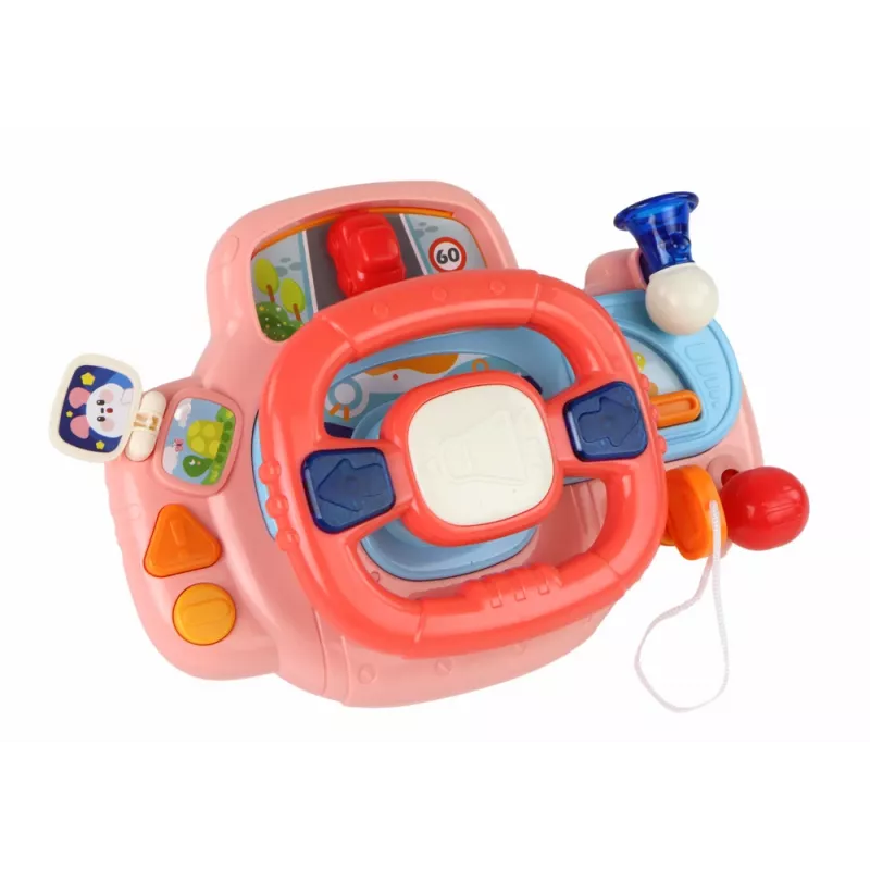 LEAN TOYS Volante rosa interattivo simulatore di guida multifunzionale