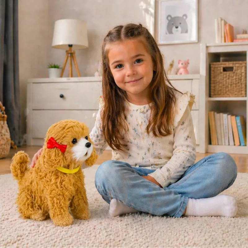 LEAN TOYS Cane peluche interattivo pelo morbido razza barboncino