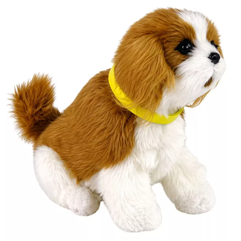 LEAN TOYS Cane peluche interattivo pelo morbido razza Cavalier accarezza la testa e scopri le funzioni